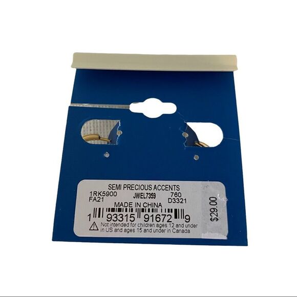 Lucky Gold Toned Hoop Dangle Earrings w/ Lt. Green round stone & Silver star. - Picture 6 of 6